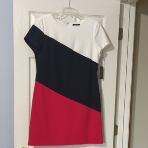 Tommy Hilfiger Pink and Blue Asymmetrical Sheath Dress